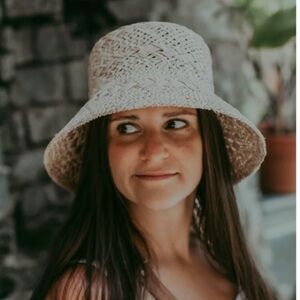 Brand New With Tags West Von Lucy Raffia Bucket Hat